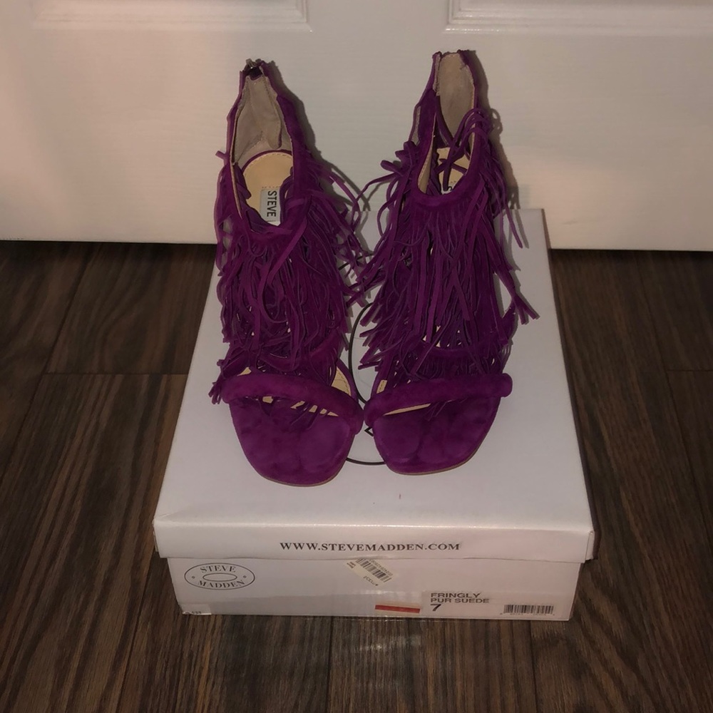 Steve Madden fringe purple pumps!